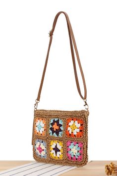 Size Chart (CM) Sizes Length Height Width ONE SIZE 27~28 21~22 1~2 Size Chart (INCH) Sizes Length Height Width ONE SIZE 10.6 8.3 0.4 Spring Handwoven Brown Shoulder Bag, Brown Handwoven Rectangular Shoulder Bag, Bohemian Square Woven Shoulder Bag, Bohemian Handwoven Square Shoulder Bag, Seasons Craft, Chestnut Flower, Bohemian Shoulder Bag With Woven Motifs, Craft Crochet, Denim Flowers