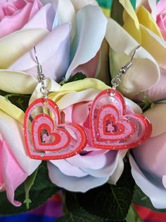 These super cute glittery heart earrings are adorable! They remind me of PowerPuff Girls :) Playful Heart-shaped Party Earrings, Kawaii Heart Earrings For Valentine's Day, Handmade Heart-shaped Novelty Earrings, Fun Heart-shaped Earrings For Valentine's Day, Kawaii Heart-shaped Earrings For Valentine's Day, Power Puff, Puff Girl, Puffed Heart, Glitter Earrings