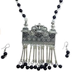 Ethnic Style Design: This Black Beaded Silver Necklace And Earrings Set Has A Distinctive Ethnic Style. The Ethnic Design Is Bold And Will Easily Attract The Attention Of Others. Handmade With Quality Material: This Bohemian Beaded Necklace Is Mainly Made Of German Silver And Small Rice Beads Material, Which Is Sturdy And Solid And Can Serve You For A Long Time. It Can Be A Nice Match With Your Ethnic Style Clothing Handmade Black Metal Finish, High Quality Plating, Durable And Long Lasting, Ski Traditional Silver Dangle Jewelry Sets, Black Temple Jewelry In Silver, Handmade Black Temple Jewelry, Black Oxidized Temple Jewelry Necklace, Silver Metal Jewelry With Black Beads, Silver Necklaces With Black Beads For Festivals, Traditional Black Jewelry Sets For Festivals, Black Metal Necklace For Festive Occasions, Festive Black Metal Necklace