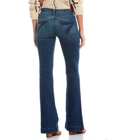 7 For All Mankind Jeans With Long Inseam #dillardsstylepartner Wide Leg Flare Jeans, Nfr Fashion, Blue Flare Jeans, Southern Outfits, Western Wear Outfits, Cute Country Outfits, 7 Jeans, Flare Denim Jeans, 90s Fashion Outfits