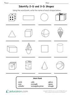 the worksheet for identifying shapes and numbers to be used in an activity book