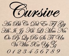 the cursive font and numbers are all handwritten