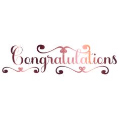 congratulations handwritten lettering with swirls and hearts