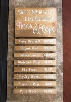 a sign that says some of our greatest blessings call us nama and papa