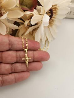 Virgin of Guadalupe Small Cross Necklace, Virgin of Guadalupe Necklace, Catholic Jewelry for Girls, Small Cross Necklace, Christmas Gift Gold Plated Crucifix Jewelry Gift, Gold Pendant Cross Necklace For Wedding, Small Cross Necklace, Guadalupe Necklace, Catholic Necklace, Virgin Mary Necklace, Jewelry For Girls, Virgin Of Guadalupe, Faith Necklace