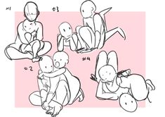 some drawings of people sitting on the ground and one is holding a baby in his arms