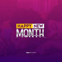 the happy new month logo is displayed on a purple background