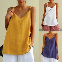 Top Seller for Women Cotton Linen Tank Top Ladies Summer Sleeveless Holiday Casual T Shirt Vest, Women's Tops Spring Solid Color Sleeveless Blouse, Solid Color V-neck Tank Top For Summer, V-neck Solid Color Tank Top For Summer, Summer Solid Sleeveless Blouse Tops, Sleeveless Top For Spring, Summer Tank Top Vest, Spring Sleeveless Blouse In Solid Color, Solid Color Cami Tank Top For Beach, Casual Summer Camisole Vest