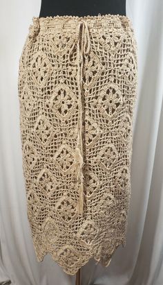 Crochet streight skirt w/linning, cream, size M/L, handmade | eBay Hand Crochet, Pencil Skirt, Cream, Crochet, Color