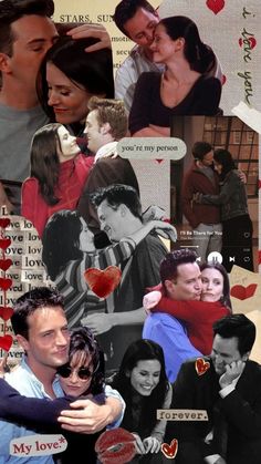 collage with many different pictures and words on it, including two people hugging each other