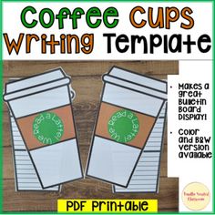 coffee cups writing template for students to use on their own worksheets and activities