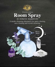 Negative Energy Spell, Energy Spell, Room Spray Recipe, Cleanse Your Aura, Witch Room, Wiccan Magic, Witch Spirituality, Magic Spell Book