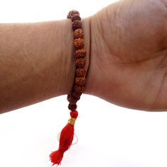 Rudraksh Bracelet Spiritual Growth, Wood Beads, Tassel Necklace, Hand Carved, Beaded Bracelets, Carving