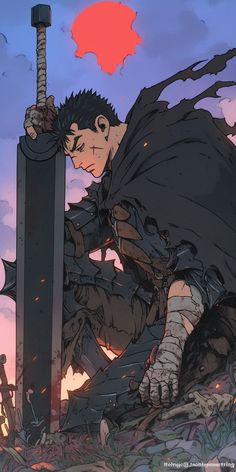 #anime #manga #wallpaper #cartoon #otaku #phonewallpaper #background #aesthetic #berserk #guts Guts Wallpaper, Guts Anime, Anime Phone Wallpaper, Dark Landscape, Anime Phone, Japanese Landscape