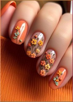 Pineapple Nails, Orange Nail Art, Pink Nail Art Designs, Simple Spring Nails, Floral Nail, Pink Nail Art, Floral Nail Art, Vibe Check, Vacation Nails