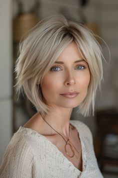 45 Trendy Short Layered Haircuts For Women: Chic, Easy &Amp; Versatile 2024 16 Medium Short Layered Hair, Short Bleached Hair, Layered Haircuts For Women, Short Hair Lengths, Chin Length Hair, Edgy Short Hair, Haircuts For Fine Hair, Short Blonde