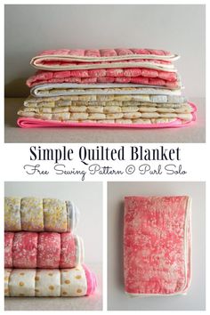 the simple quilted blanket is folded and ready to be used as a storage bag