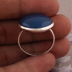 Modern Blue Cabochon Ring, Blue Oval Cabochon Ring For Gift, Blue Rings With Polished Finish As A Gift, Blue Rings With Polished Finish For Gift, Blue Cabochon Ring For Gift, Modern Blue Ring As Gift, Blue Cabochon Rings As Gift, Middle Finger Ring, 5 Star Review