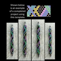 four different types of pens with beads on them