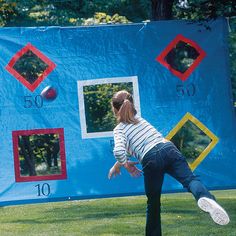 just cut shapes in a tarp Outdoor Games For Kids, Birthday Party Games, Sports Theme