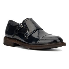 Dress for success with the Lucas monk strap. This shoe is not only classy and formal but also crafted specifically to meet your professional needs. Featuring a double monk-strap closure and a durable rubber sole, the Lucas offers both sophistication and practicality. Perfect for making a lasting impression at work or formal events, this stylish shoe ensures you step out with confidence and comfort. Upgrade your wardrobe today with the Lucas monk strap for a blend of elegance and functionality. Goodyear Welted Monk Strap Shoes For Office, Elegant Navy Business Dress Shoes, Elegant Navy Dress Shoes For Business, Navy Formal Oxfords With Plain Toe, Wingtip Dress Shoes With Buckle Closure For Work, Navy Plain Toe Oxfords For Formal Occasions, Masculine Monk Strap Shoes For Business, Navy Business Dress Shoes With Leather Sole, Masculine Monk Strap Shoes With Cap Toe