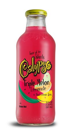 a bottle of calyp's triple melon lemonade on a white background