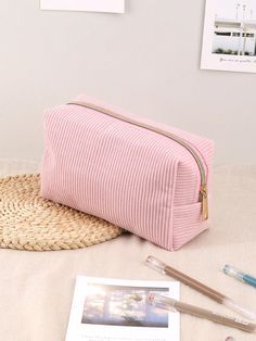 1pc Simple Large-Capacity Pencil Case, Corduroy Material Multifunctional Pencil Case, School Supplies, Pencil Pouch, Office Supplies For Desk, Back To School Season Gifts Back To School Pink    Polyester     Filing Products, size features are:Bust: ,Length: ,Sleeve Length: Cute Small Pencil Case, Pencilcase School, Pencil Case Pink, Pink Pencil Case, Cute Pencil Pouches, Gifts Pink, Pencil Storage, Corduroy Material, Breast Tape Lift