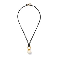 A low-key approach to the traditional pearl necklace. The Details: resilient cording (nylon + cotton blend) 18 x 16mm large, white pebble pearl, sits flat on neck pearl button + loop closure overall length 16-18”, adjustable polished 14 karat gold over brass We know you'll love your pieces, just in case, enjoy our two week return policy. Traditional Pearl Necklace, Pearl Drop Pendant, White Pebbles, Sea Green, Drop Pendant, Pearl Drop, Matte Gold, Military Green, Large White