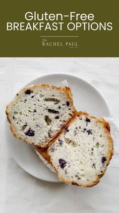 two slices of bread on a plate with the title gluten - free breakfast options