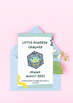 Pastel baby shower invite, DnD baby shower invite, D20 with pacifier, Little Dungeon Crawler Joining baby shower invite Dnd Nursery Theme, Gender Reveal Ideas Nerdy