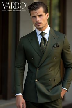 >>ORIGINAL ARTWORK AND CONTENT, PLEASE DO NOT COPY<< Men Suits, Suits For Man, Stylish Olive Green Double Breasted Suit for Men  for Men piece Wedding Suit, Double Breasted, Formal Fashion Slim Fit Suit Elevate your formal wardrobe with our meticulously crafted Olive Green Double Breasted Suit for men. This classic fit suit exudes sophistication and timeless elegance, making it the perfect choice for a variety of formal occasions. 👔 Expertly Tailored: Our skilled craftsmen ensure a precise fit, enhancing your silhouette and providing unmatched comfort throughout the day. 🍃 Olive Green Elegance: The rich olive green hue adds a touch of uniqueness to your ensemble, making you stand out in any crowd. 👌 Double Breasted Design: The double-breasted jacket not only exudes confidence but also p Green Double Breasted Suit, Green Suit Men, Olive Green Suit, Classy Suits, Classy Outfits Men, Suit For Men, Dress Suits For Men