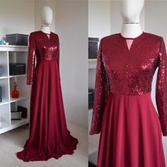 Made To Measure Charming Silk Chiffon With Top Sequin Long Sleeve Burgundy Bridesmaid Dress, Burgund Burgundy Bridesmaid Dresses Long Sleeve, Sequin Chiffon Gown For Party, Party Gown With Sequins In Chiffon, Party Gown With Sequins And Chiffon Material, Party Gown With Sequins And Chiffon, Burgundy Long Sleeve Bridesmaid Dress, Sequin Chiffon Mother Of The Bride Dress For Wedding, Wedding Chiffon Gown With Sequins, Wedding Gown With Sequins And Chiffon