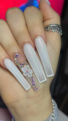 Milky Nails, Glamour Nails, Homecoming Nails Acrylic