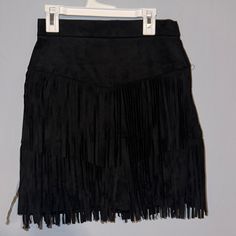 Black Skirt With Fringe Im 100 Lbs And Typically An Xs This Is A Little Lose On Me Black Fringe Mini Skirt For Spring, Chic Black Fringe Mini Skirt, Fitted Black Mini Skirt With Fringe, Black Fringe Skirt For Spring, Black Fringe Mini Skirt, Black Fringe Skirt, Skirt With Fringe, Black Skirt, Womens Skirt