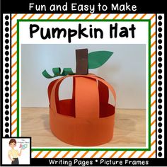 an orange paper pumpkin hat with the words fun and easy to make