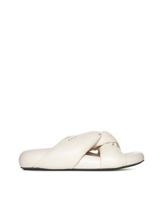 Marni’s Tie ivory padded nappa leather sandals featuring woven front straps, golden printed logo, round toe, rounded chunky insole and flat rubber outsole.WIDTH: WHITE/BLUESize Type: Shoes Ita WomenGender: WomenMaterial: NATURAL (VEGETABLE)->COTTON100 %Color: SEASHELLMade in: ITProduct ID: SAMS018703P544300W23*Import tax/duty will be calculated at checkout (If applicable) Marni Sandals, Nappa Leather, Print Logo, Luxury Retail, Italian Fashion, Luxury Boutique, Leather Sandals, Shoes Women Heels, Sea Shells