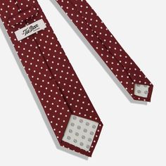 Featuring a timeless polka dot pattern, this tie effortlessly combines traditional elegance making it an essential core classic style. | Men's Tie Bar: Southport Dot Tie - Modern, In Burgundy, Silk Polka Dot Business Ties, Polka Dot Fitted Ties For Business, Classic Polka Dot Ties For Business, Business Polka Dot Ties, Polka Dot Standard Tie For Business, Burgundy Pocket Square, Star Outline, Burgundy Tie, Crisp White Shirt