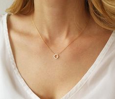 Danty Necklace, Tiny Pendant Necklace, Gold Circle Necklace, Karma Necklace, Tiny Pendant, Dainty Diamond Necklace, Minimal Necklace, Necklace Layering, Gold Circle