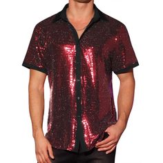 A sequin shirt will make you sparkle at night and stand out from the crowd. Pair the sequined shirt with jeans or leather pants to make you shine in the crowd for a stylish look. For those of you who are looking for a shirt that will make you shine on stage, at a party, this is your outfit choice. Fitted Disco Top For Holidays, Fitted Sequined Christmas Tops, Fitted Sequin Tops For Christmas, Fitted Christmas Sequin Tops, Party Short Sleeve Shirt, Party Season Short Sleeve Shirt, Disco Style Shirt For Night Out In Summer, Disco Style Summer Shirt For Night Out, Summer Disco Shirt For Night Out