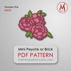 Flower Brick Stitch, Brick Stitch Flower, Brick Stitch Earrings Pattern, Stitch Bead Pattern, Color Numbers, Brick Stitch Earrings, Seed Bead Patterns, Peony Flowers, Bead Pattern