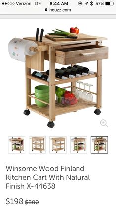 the kitchen cart with natural finish is on sale for $ 399 99 at amazon