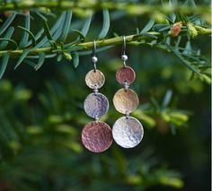 Mixed Metal Disc Earrings Boho Dangle Earrings - Etsy Rustic Earrings, Mixed Metal Jewelry, Disc Earrings, Etsy Earrings Dangle, Metal Earrings, Copper Earrings, Brass Earrings, Geometric Earrings