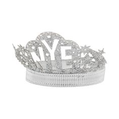 Get ready to sparkle and shine on your next New Year's Eve party with our NYE Crown Headband! This festive accessory will elevate any holiday outfit and make you feel like a true party queen. Join in on the countdown fun with this must-have headband! • 6 Die Cut headbands• silver glitter View the New Year's Eve Collection HERE Glamorous Silver Headpieces For Party, Glamorous Adjustable Hair Accessories For Parties, Silver Party Headpiece, Silver Crown Headband For Party, Silver Glamorous Party Headband, Glamorous Silver Party Headband, Silver Headband For Party, Silver Round Crown Headpiece For Party, Glamorous Silver Headband For Party