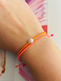 Orange Bracelet, Rose Orange, Pink Neon, Pink Gold, Pink Orange, Arm Band, Or Rose, Pink And Orange, 20 Cm