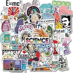 a pile of stickers that are on top of each other with the words science in them