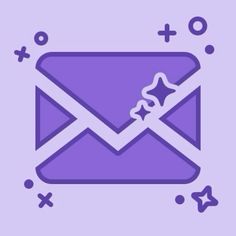 an open envelope with a star in the middle and stars coming out of it, on a purple background