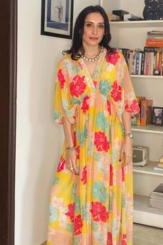 Summer Printed Kaftan, Luxury Yellow Kaftan With Printed Motifs, Moroccan Print Dress, Kaftan Style Dresses, Kaftan Pattern, Kaftan Styles