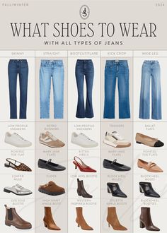 All Types Of Jeans, Shoes To Wear With Jeans, What Shoes To Wear, Jolynne Shane, Types Of Jeans, Sneakers Looks, 60 Fashion, Jean Trends, Denim Trends