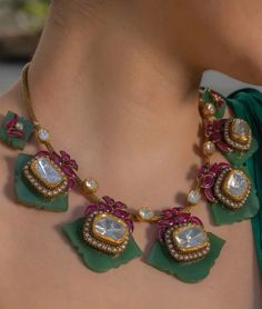 Wedding Jewellery Designs, Indian Wedding Jewelry Sets, Necklace Emerald, Gemstone Collection, Kids Dress Patterns, Bead Embroidery Patterns, Jewellery Sketches, Bangles Jewelry Designs