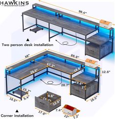 the diagram shows how to build an office desk